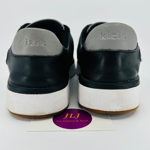 Kizik Men's Vegas Black Leather Slip On Hands Free Sneakers Size 8 Wide (EE) - Picture 6 of 11